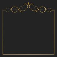 Decorative vintage frame, border with swirls divider and copy space. Template for covers, invitations, menu. Gold design on dark background vector