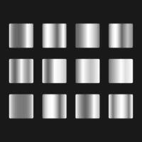 Silver metallic gradient set. Chrome texture metal background. Glossy design for frames, banners, ribbons and labels. illustration vector