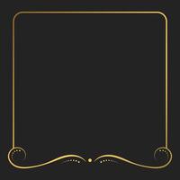 Decorative vintage frame, border with swirls divider and copy space. Luxury template for covers, invitations, menu. Gold design on dark background vector
