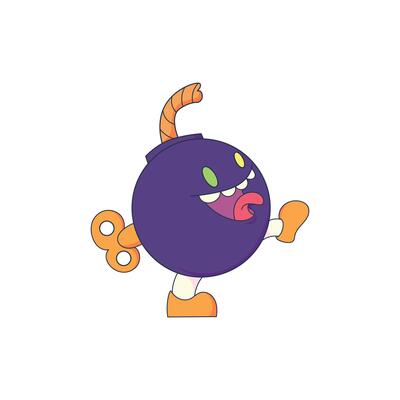cute bomb illustration with walking legs