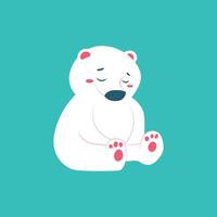 cute snow bear illustration sitting and sad vector