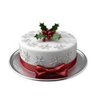 Christmas Cake with Holly and Red Bow on Transparent Background png