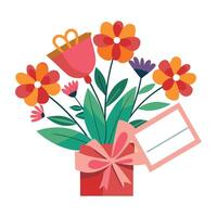 colorful flower and leaf with tree vector