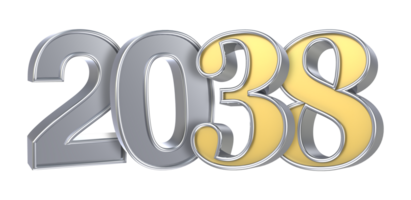 Happy New Year 2038 3D Render png