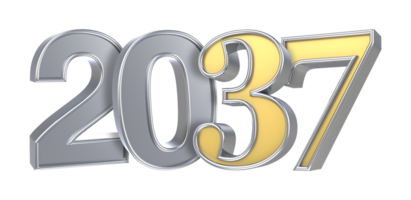 Happy New Year 2037 3D Render png
