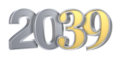 Happy New Year 2039 3D Render png