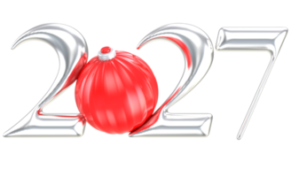 Ball Red White With Silver Number 2027 3D Render png