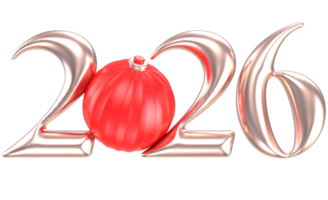 Ball Red With Copper Number 2026 3D Render png