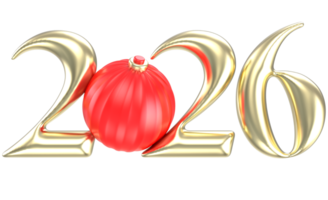 Ball Red With White Number 2026 3D Render png