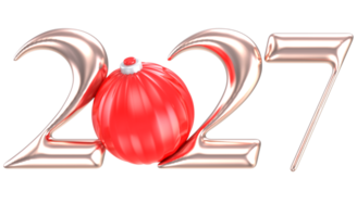 Ball Red White With Copper Number 2027 3D Render png