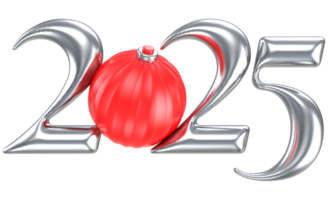 Ball Red With Silver Number 2025 3D Render png