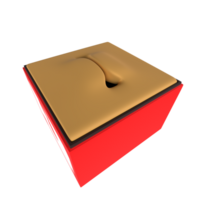 Unique 3D rendering of a stylized box with a smooth lid png