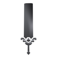 Stylized black sword with ornate handle on clear background png