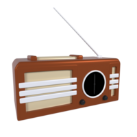 Vintage brown radio with antenna and dial design for retro decor png