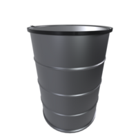 3D rendering of a cylindrical metal container with a wide opening png