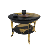 Stylish round coffee table with decorative elements in modern design png
