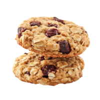 Two Oatmeal Cookies with Raisins on Top png