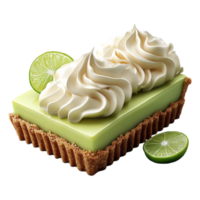 Key Lime Pie with Whipped Cream and Lime Garnish On Transparent Background png