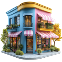 3D Illustration of a Colorful Building on Transparent Background png