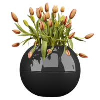 3d Rendering Of Garden tulip plant in planter on Transparent Canvas png