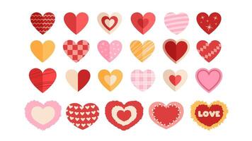 Set of flat hearts. Drawing hearts on white background. icons for Valentines Day or design creation vector