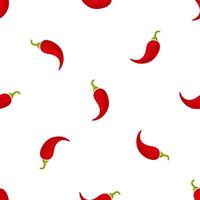 Flat vegetable seamless pattern. Decoration food design background in modern red color with chilli or cayenne pepper vegetables. illustration for organic fabric print or backdrop print template vector