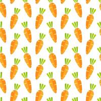Decorative vegetable seamless pattern. Retro style trendy background ornament with geometric ordered carrot vegetables in bright orange and yellow colors. Cute illustration for wrapping paper. vector