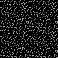 Geometric memphis retro seamless pattern 80s - 90s style. Trendy minimal texture with white wavy line and dot on black background. illustration in neo memphis art style for fashion fabric print vector