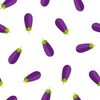 Fresh summer vegetable seamless pattern. Creative illustration with retro style background ornament with random ordered eggplant or aubergine vegetables in bright purple and violet colors vector