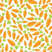 Flat vegetable seamless pattern. Retro style background ornament with random ordered carrot vegetables in bright orange and yellow colors. illustration for wrapping paper or restaurant menu vector