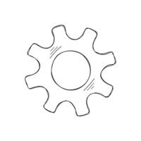 Mechanical gears sketch illustration. Development concept mechanism construction with hand drawn cog and gear signify innovation teamwork. Cogwheel graphic for web icons or modern background vector