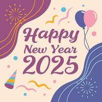 a poster for happy new year with a balloon and a colorful background. vector