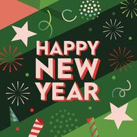 a poster with a green background with a colorful pattern and a green background with stars and a star. vector