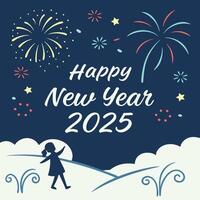 a poster for happy new year with a girl on it vector