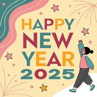 a poster for happy new year with a happy new year on it. vector