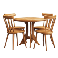 Wooden Dining Table and Chairs on Transparent Background png