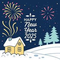 a house with a fireworks in the background vector
