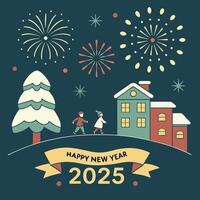 a picture of a house with a couple walking in front of a house with fireworks in the background. vector