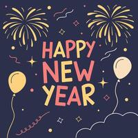 a poster with fireworks and a picture of a happy new year vector