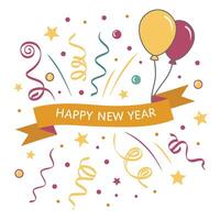 a yellow ribbon with the words happy new year on it vector