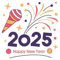 an ice cream cone with the words happy new year on it. vector