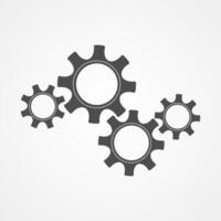 Mechanical gears gray illustration. Development concept mechanism construction with black silhouette cog and gear signify innovation teamwork. Cogwheel graphic for technical symbol or web icon vector