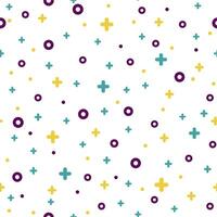 Stylish 1980s abstract memphis seamless pattern. Trendy texture with color simple funky shapes on white background. illustration in memphis pop art style for fun fabric print or poster template vector