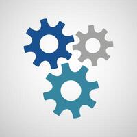 Three connected gears in different colors vector