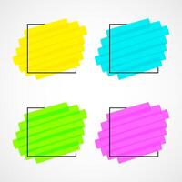 Set of highlighter brush pen hand drawn elements. Yellow realistic highlight scribbled rectangle in elegant black frame hand drawings illustration for text memo design or school style logo vector