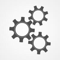Mechanical cogs technology illustration. Teamwork concept factory mechanism with black contour cog and gear signify communication progress. Cogwheel graphic for web icons or modern background vector