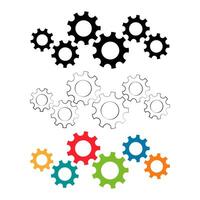 Gears machinery pieces set in different colors vector