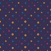 Geometric memphis retro seamless pattern 80s - 90s style. Trendy texture with color funky shapes on violet background. illustration in memphis pop art style for fabric print or poster template vector