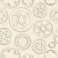 Cream seamless pattern with gears and cogs vector