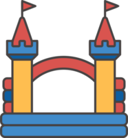 Bouncy castle color icon. Inflated equipment for amusement park and kids zone. Inflatable house pictogram with slide for air trampoline park and children playground for jumping. png